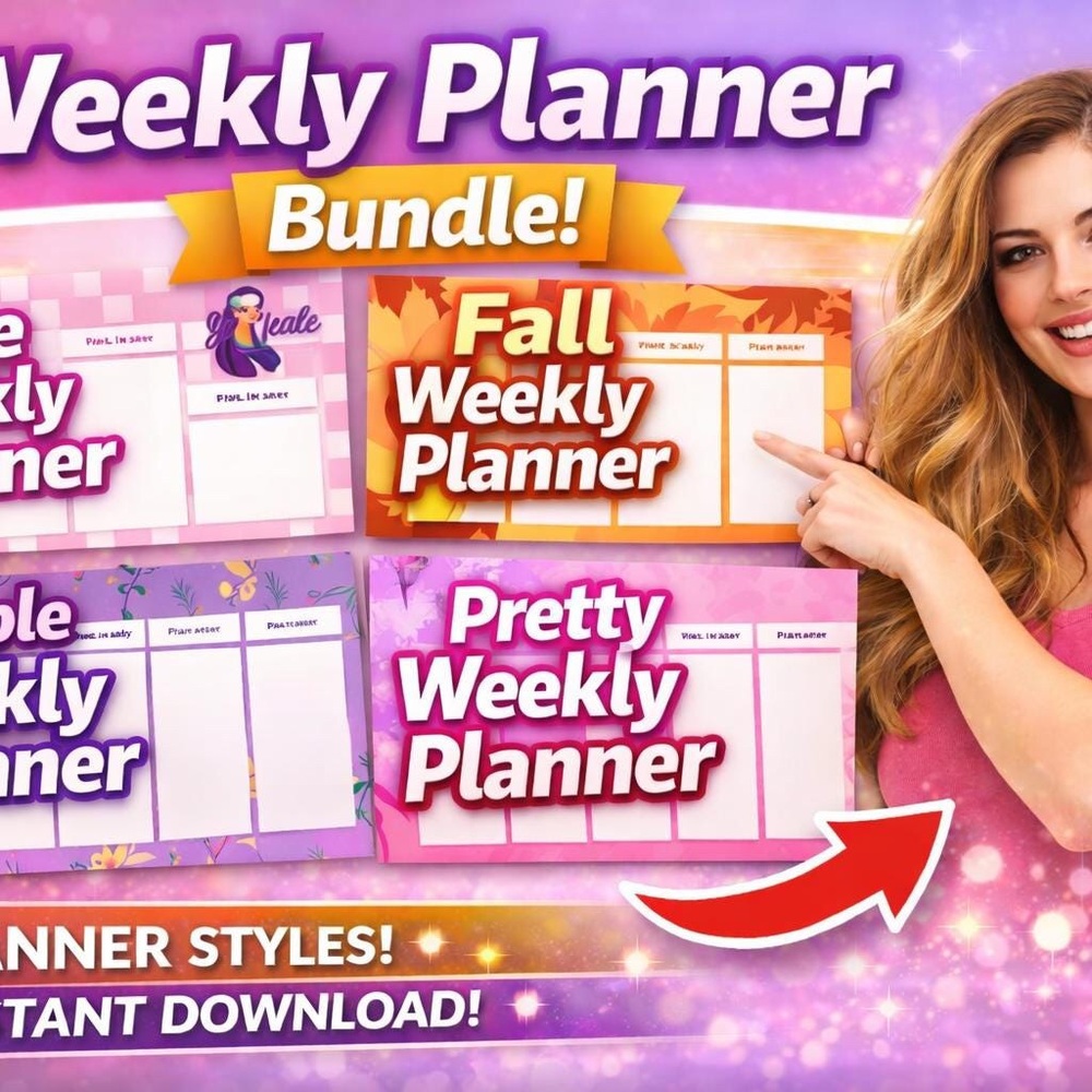 Weekly Planner Bundle - Pink, Orange, Purple